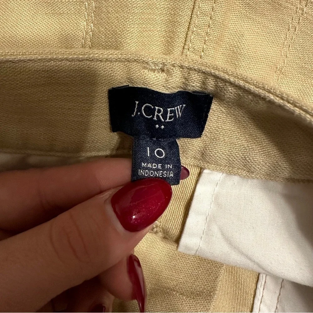 J. Crew Cotton Camp Pants Mid Rise Classic Fit Size 10 Light Khaki Tan